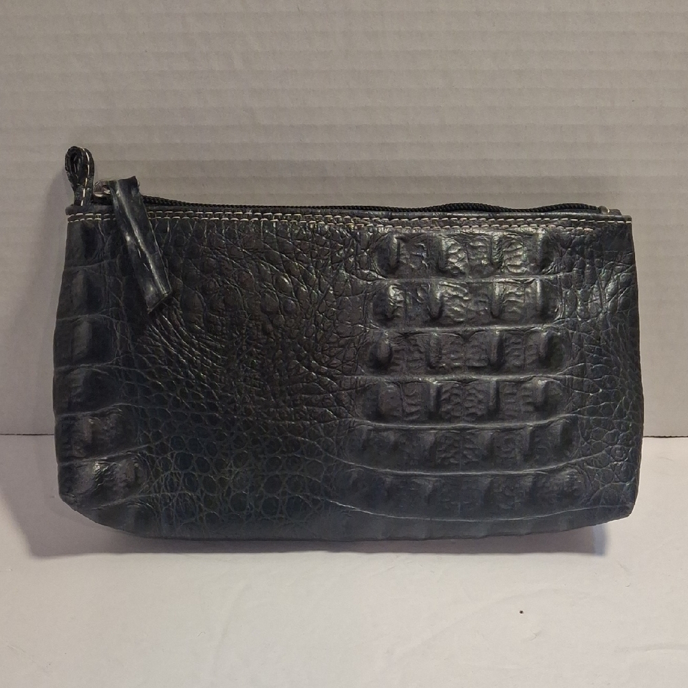 Black Crocodile Embossed Clutch